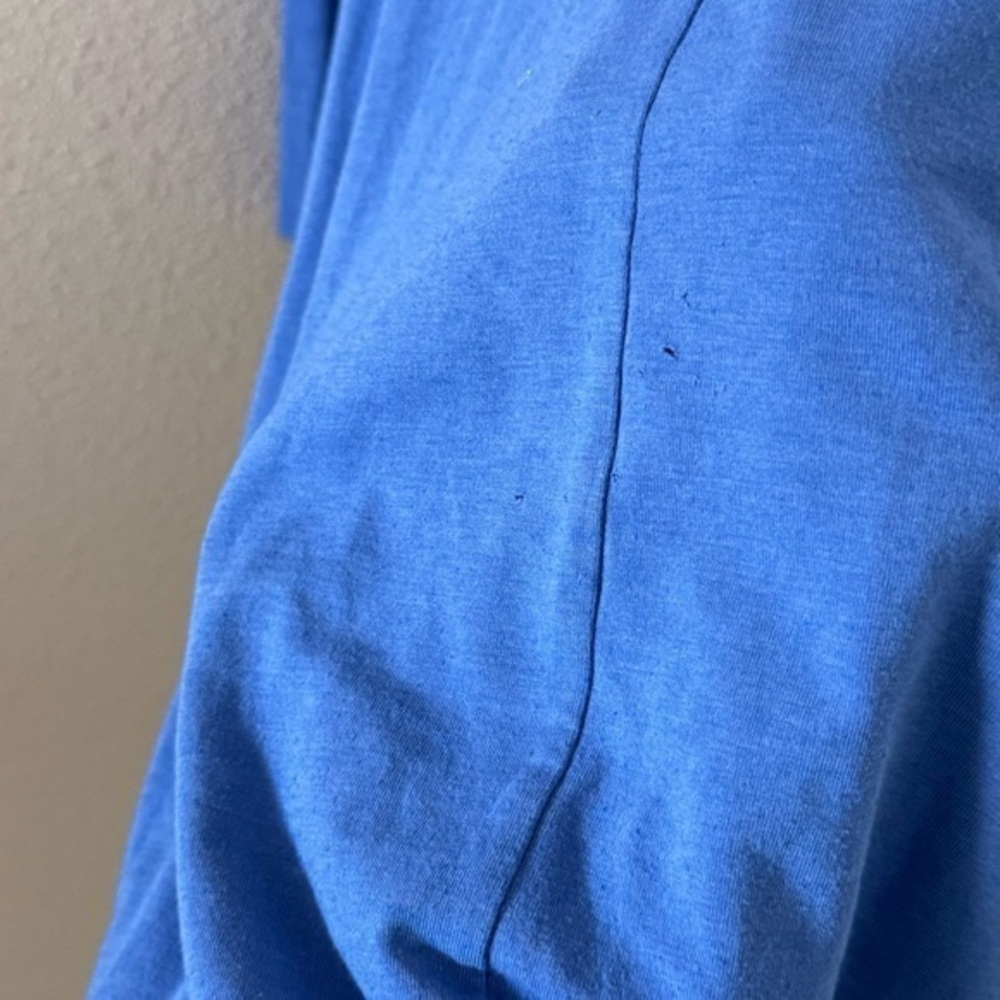Chico's Ultimate Tee V-neck 3/4 Sleeve Pima Cotton Blue Tunic Sz Lrg - Picture 4 of 6